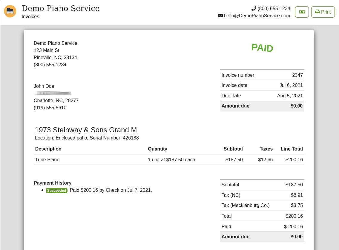 Invoice Screenshot